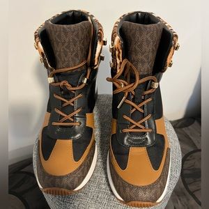 Michael Kors high top wedge. Like new animal print.